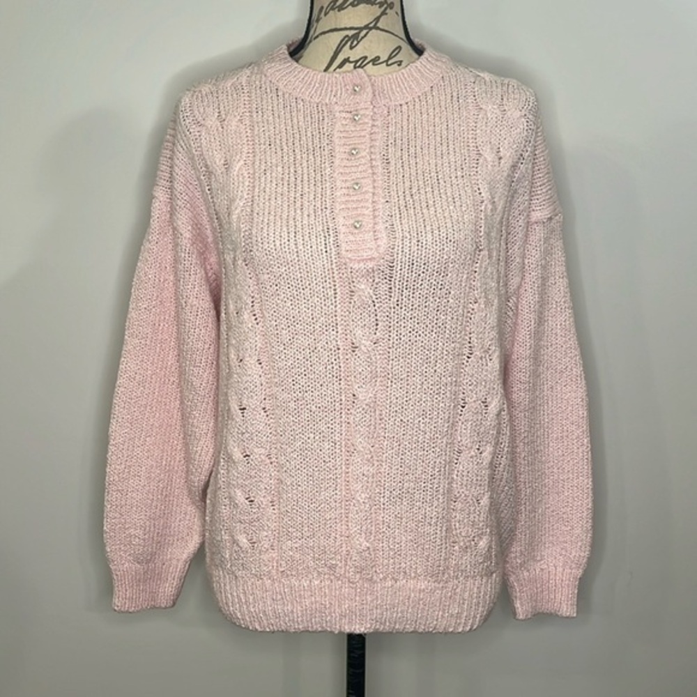 Vintage Sterling Harris sweater with pearl button placket L